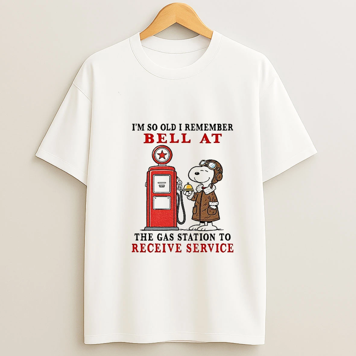 Snoopy Im So Old I Remember Riding Over The Bell At The Gas Station To Receive Service T Shirt