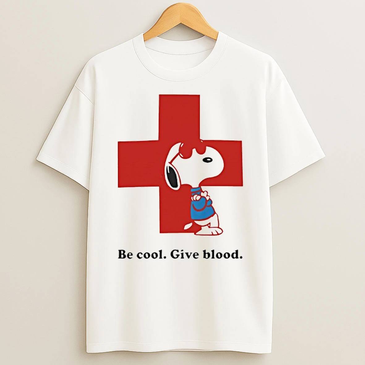 Snoopy Red Cross Peanuts Be Cool Give Blood T Shirt