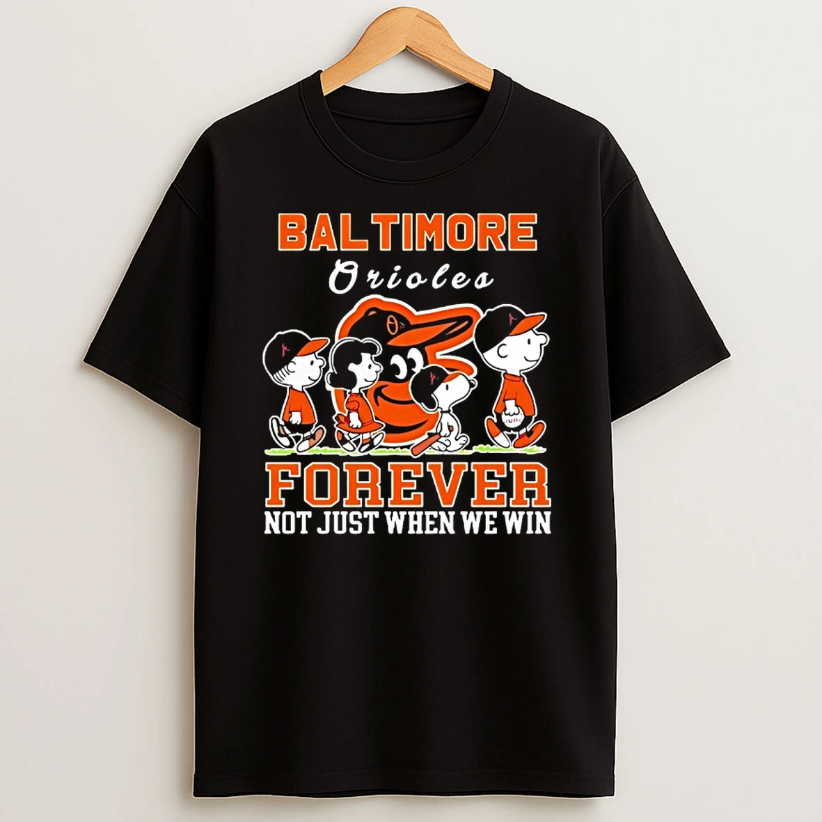 Snoopy And Charlie Brown Baltimore Orioles Baseball Forever Not Just When We Win T Shirt