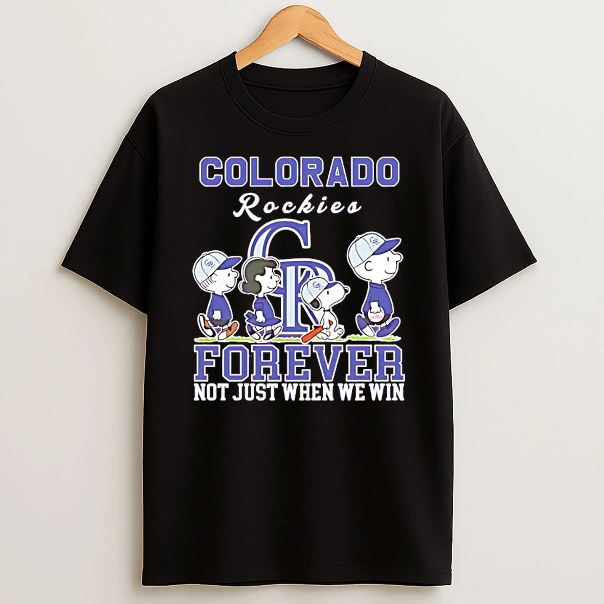 Snoopy And Charlie Brown Colorado Rockies Baseball Forever Not Just When We Win T Shirt