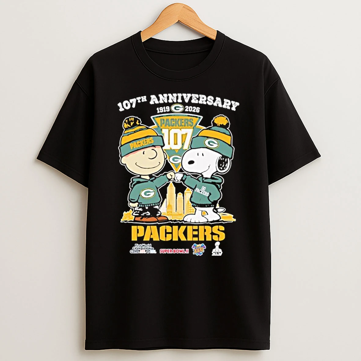 Snoopy And Charlie Brown Green Bay Packers 107th Anniversary 1919 2026 Thank You T Shirt