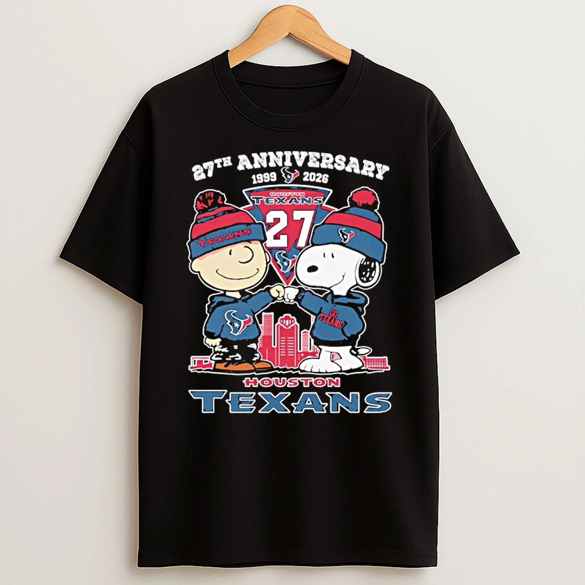 Snoopy And Charlie Brown Houston Texans 27th Anniversary 1999 2026 Thank You T Shirt
