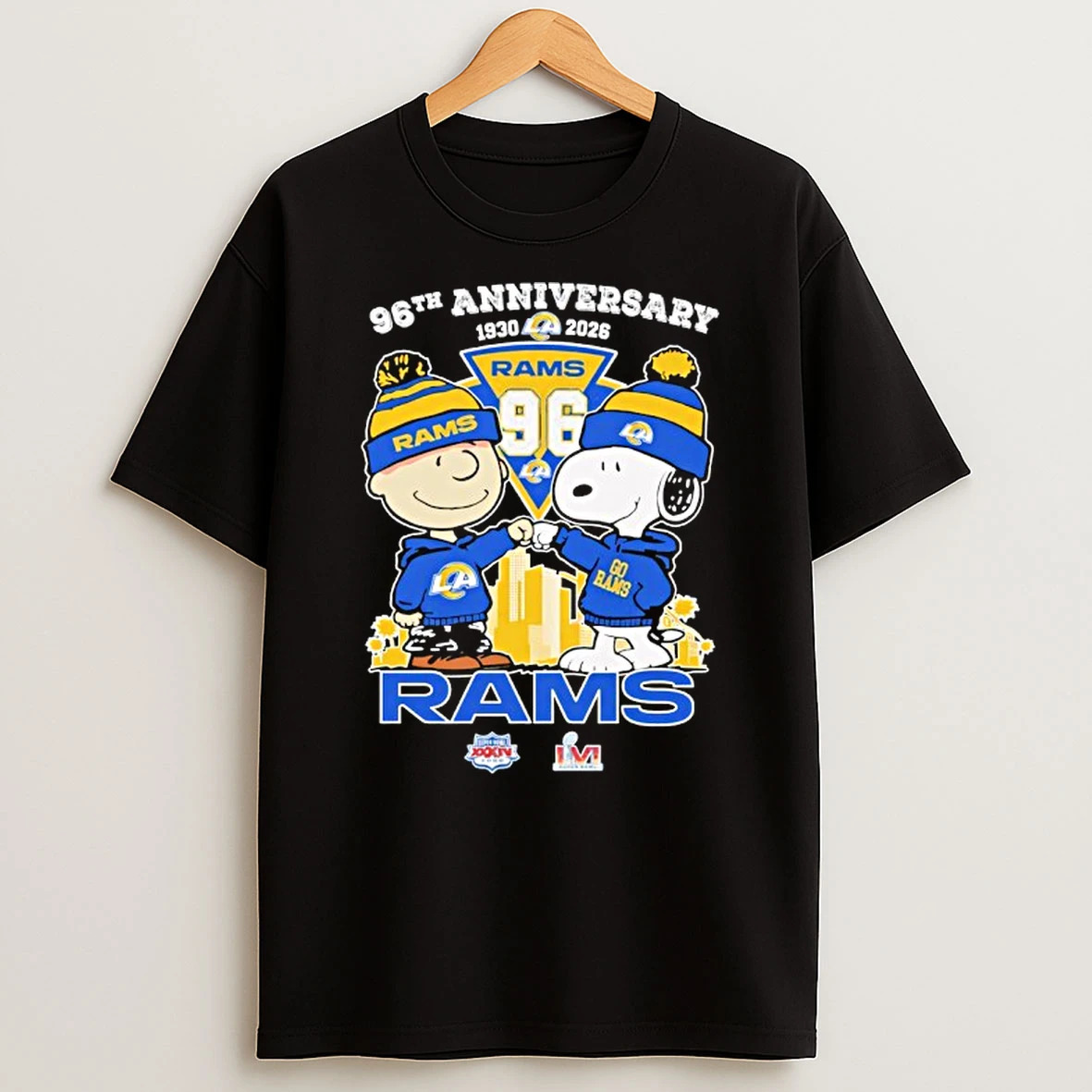 Snoopy And Charlie Brown Los Angeles Rams 96th Anniversary 1930 2026 Thank You T Shirt