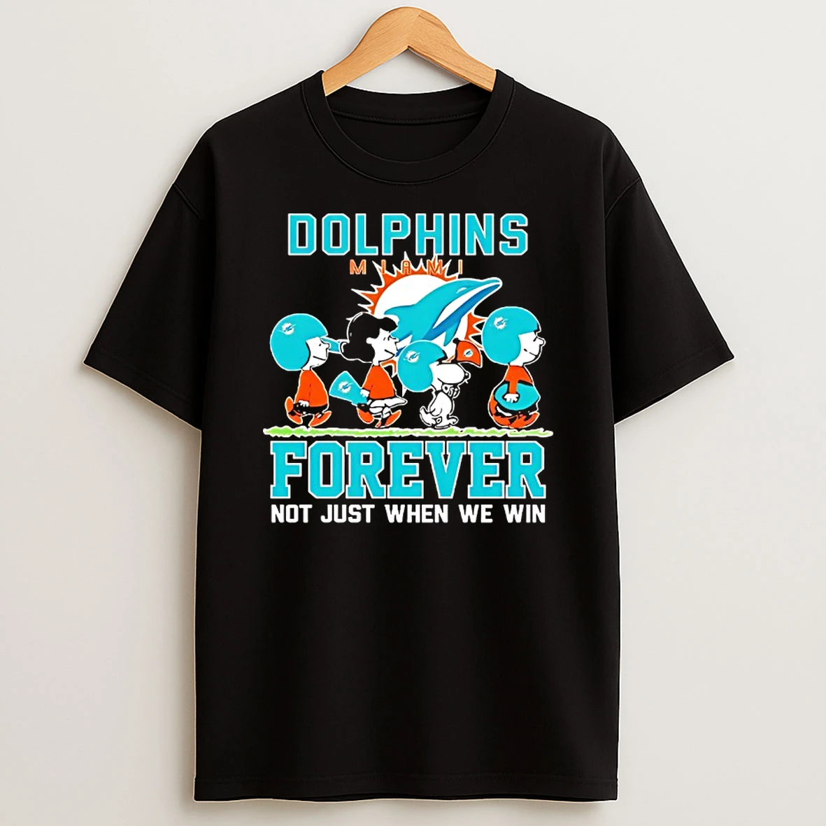 Snoopy And Charlie Brown Miami Dolphins Forever Not Just When We Win T Shirt