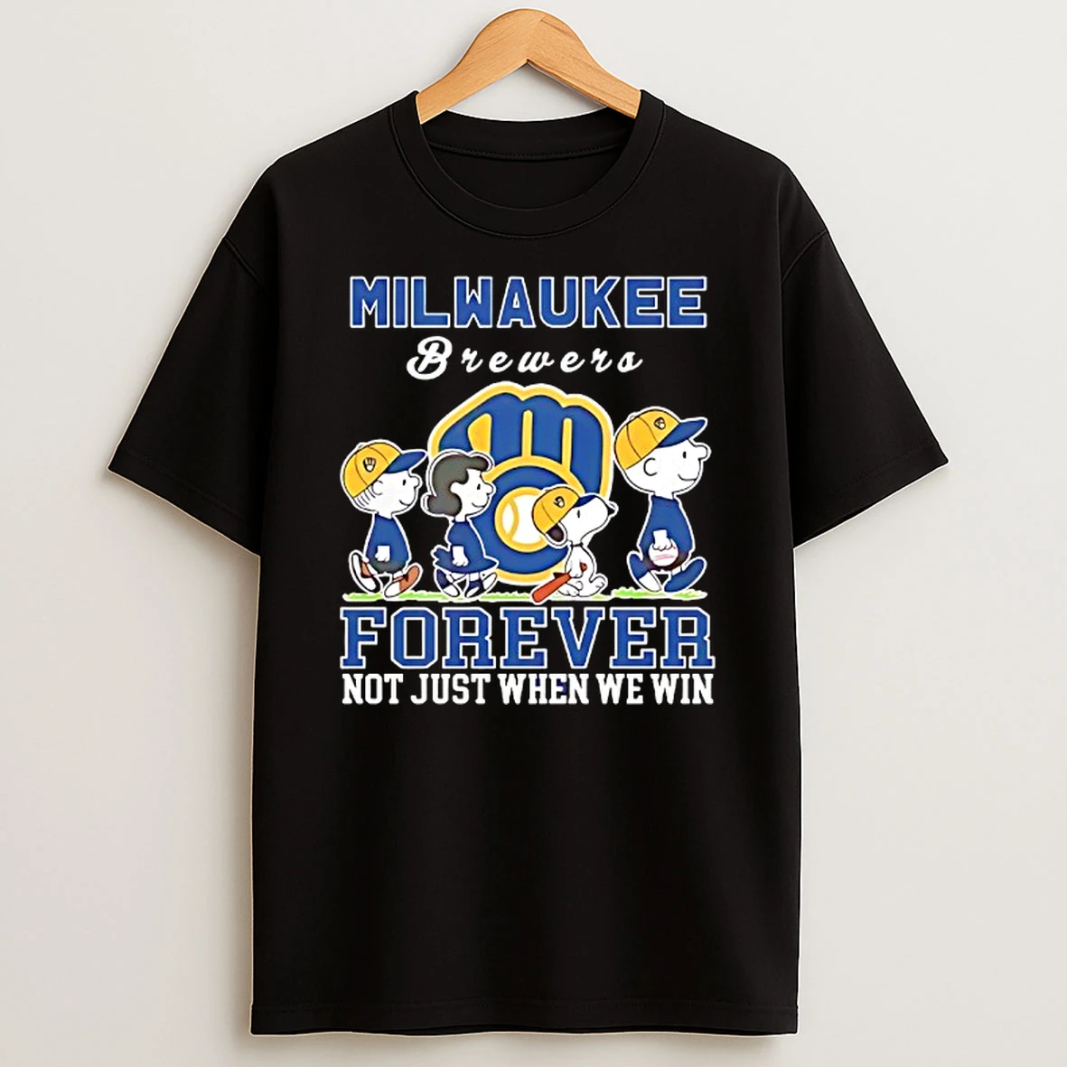 Snoopy And Charlie Brown Milwaukee Brewers Baseball Forever Not Just When We Win T Shirt
