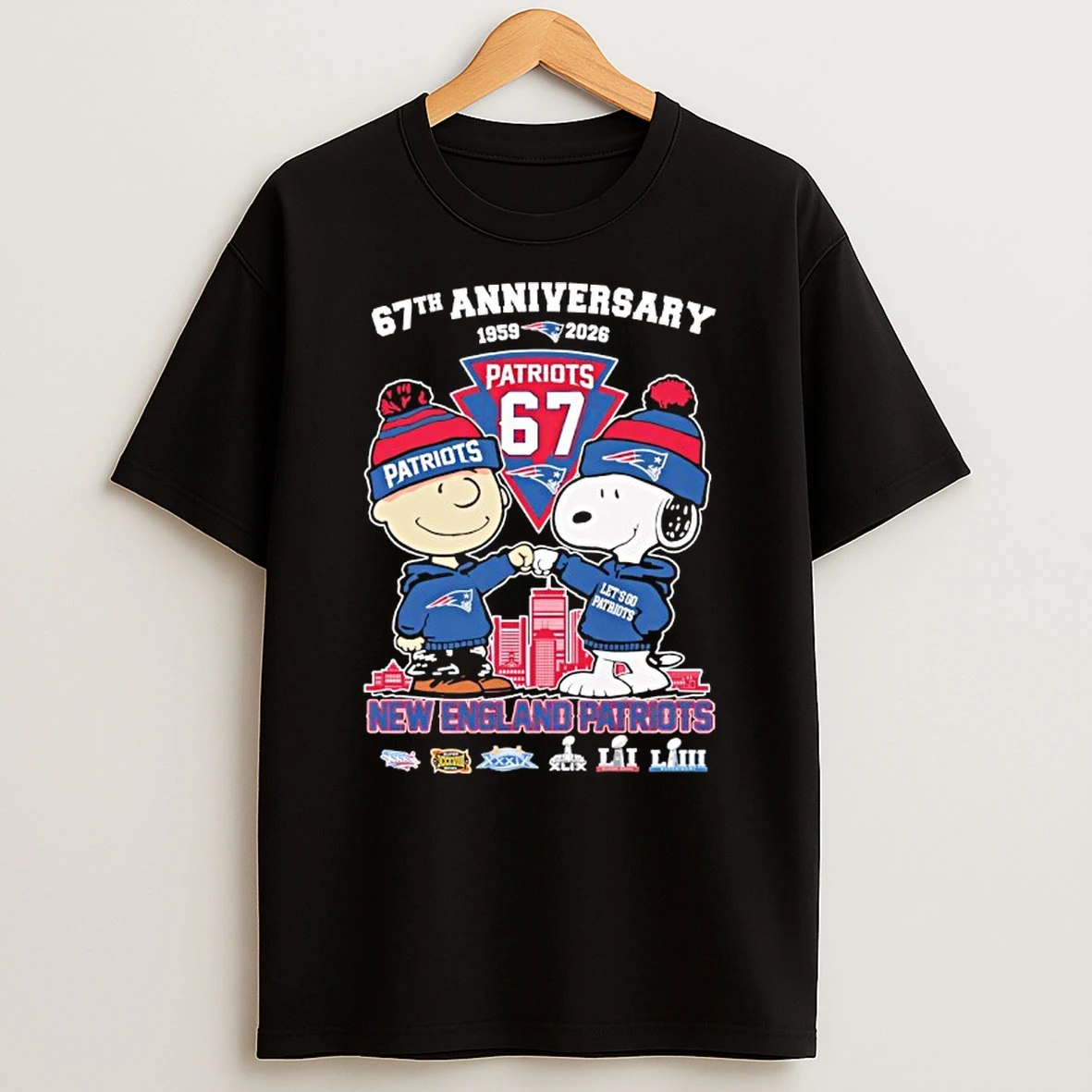 Snoopy And Charlie Brown New England Patriots 67th Anniversary 1959 2026 Thank You T Shirt