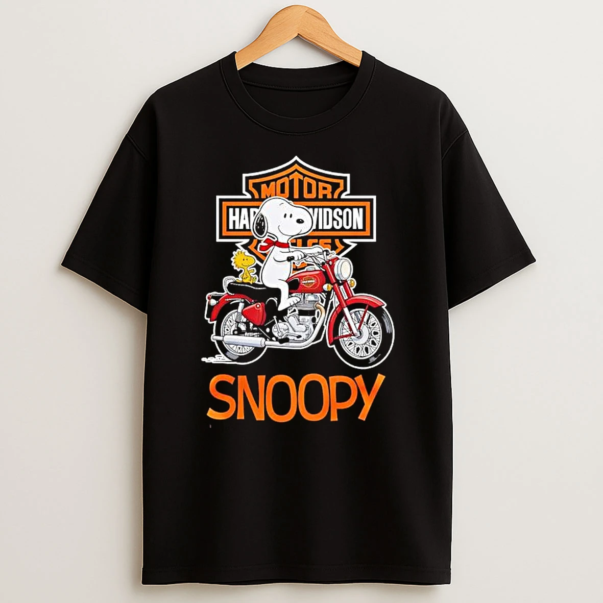 Snoopy And Woodstock Harley Davidson Motorcycle T Shirt