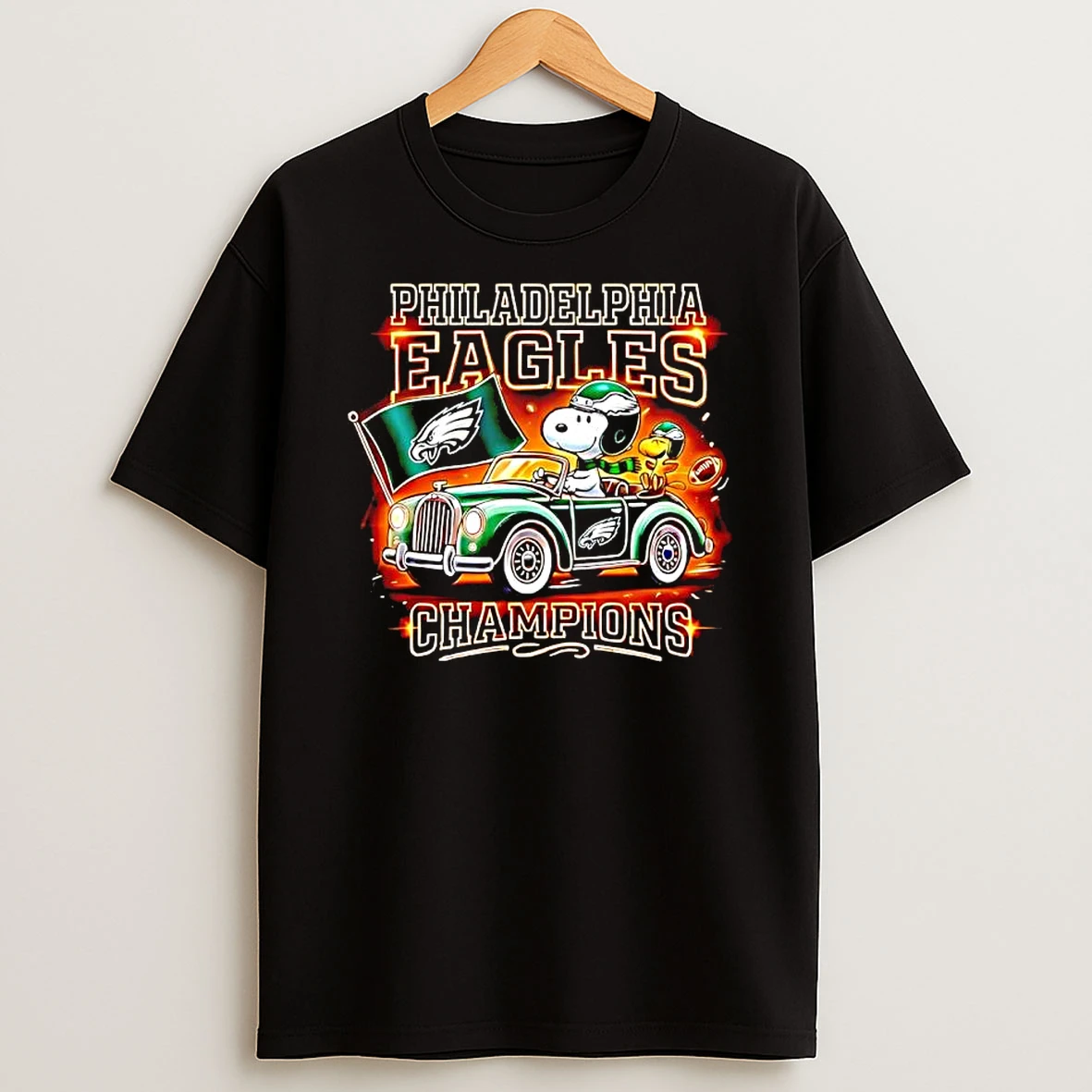 Snoopy And Woodstock Philadelphia Eagles Champions Car T Shirt