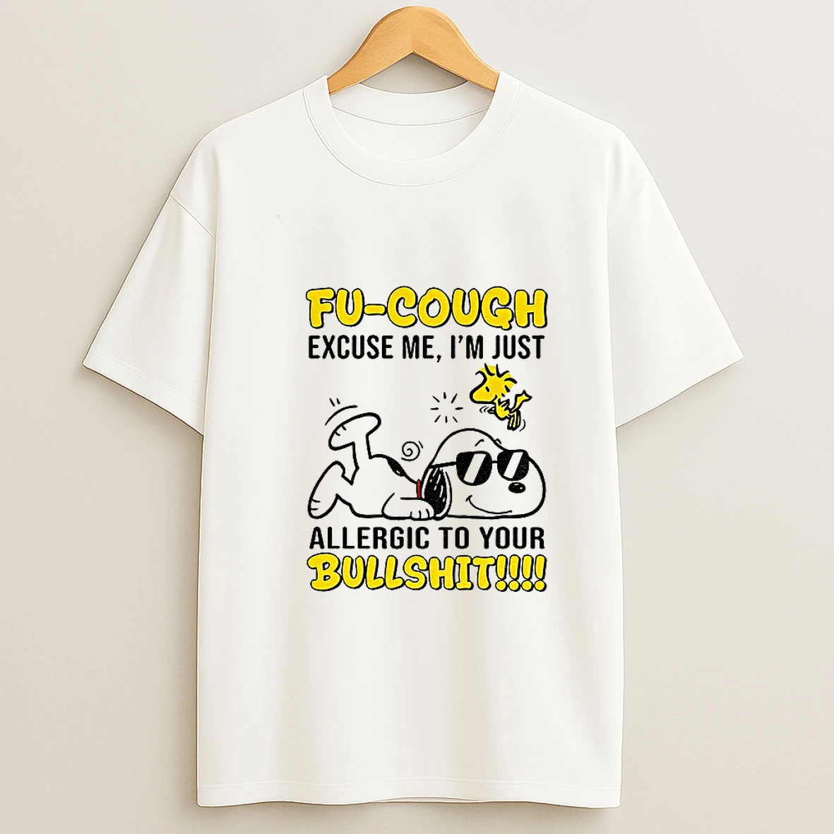 Snoopy And Woodstock Fu Cough Excuse Me Im Just Allergic To Your Bullshit T Shirt