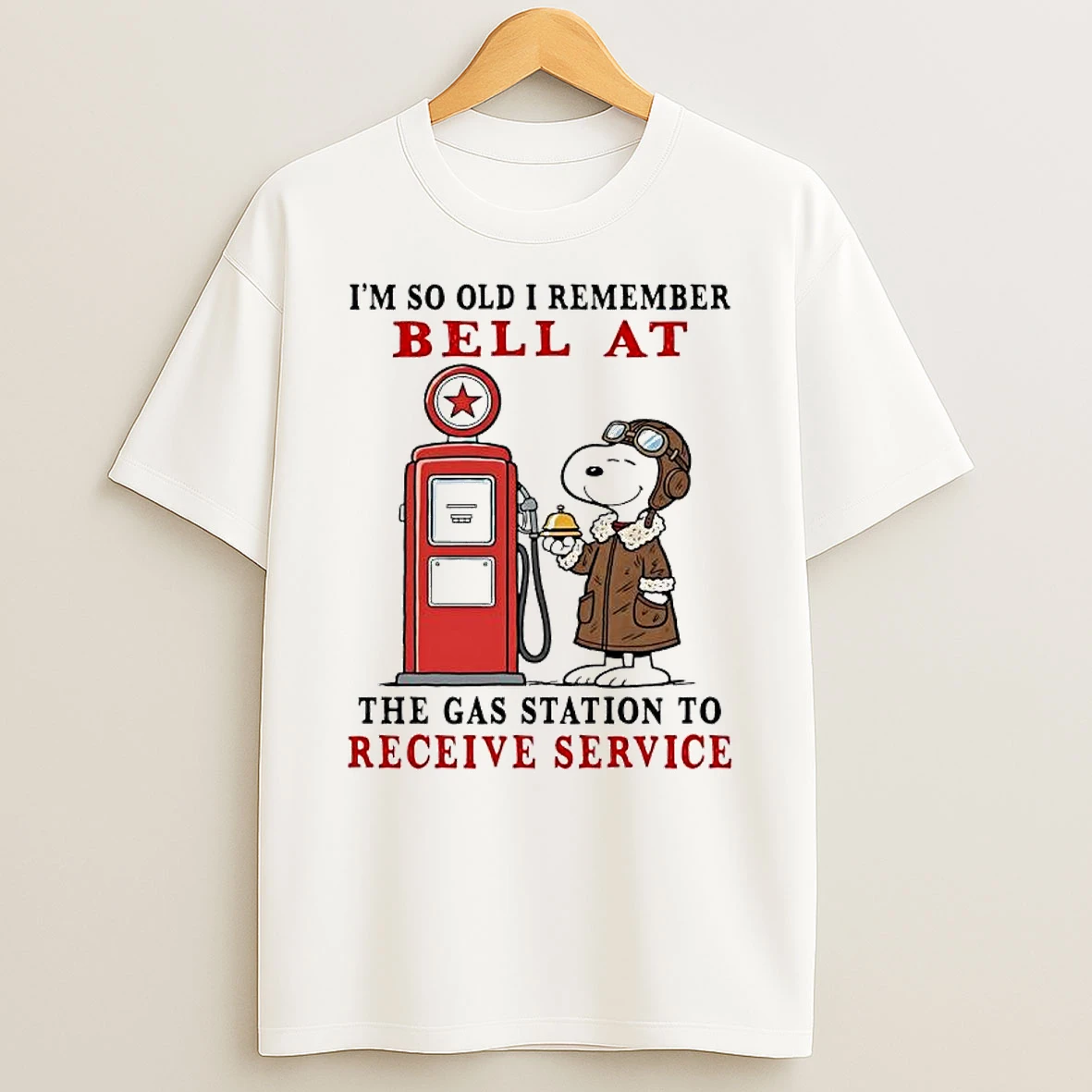 Snoopy Im So Old I Remember Bell At The Gas Station To Receive Service T Shirt