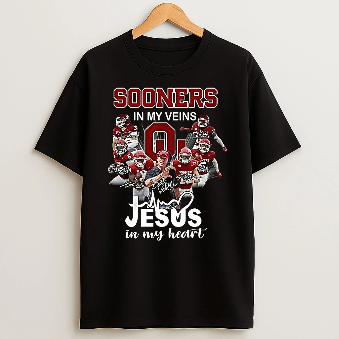 Sooners In My Veins Jesus In My Heart Signature T Shirt