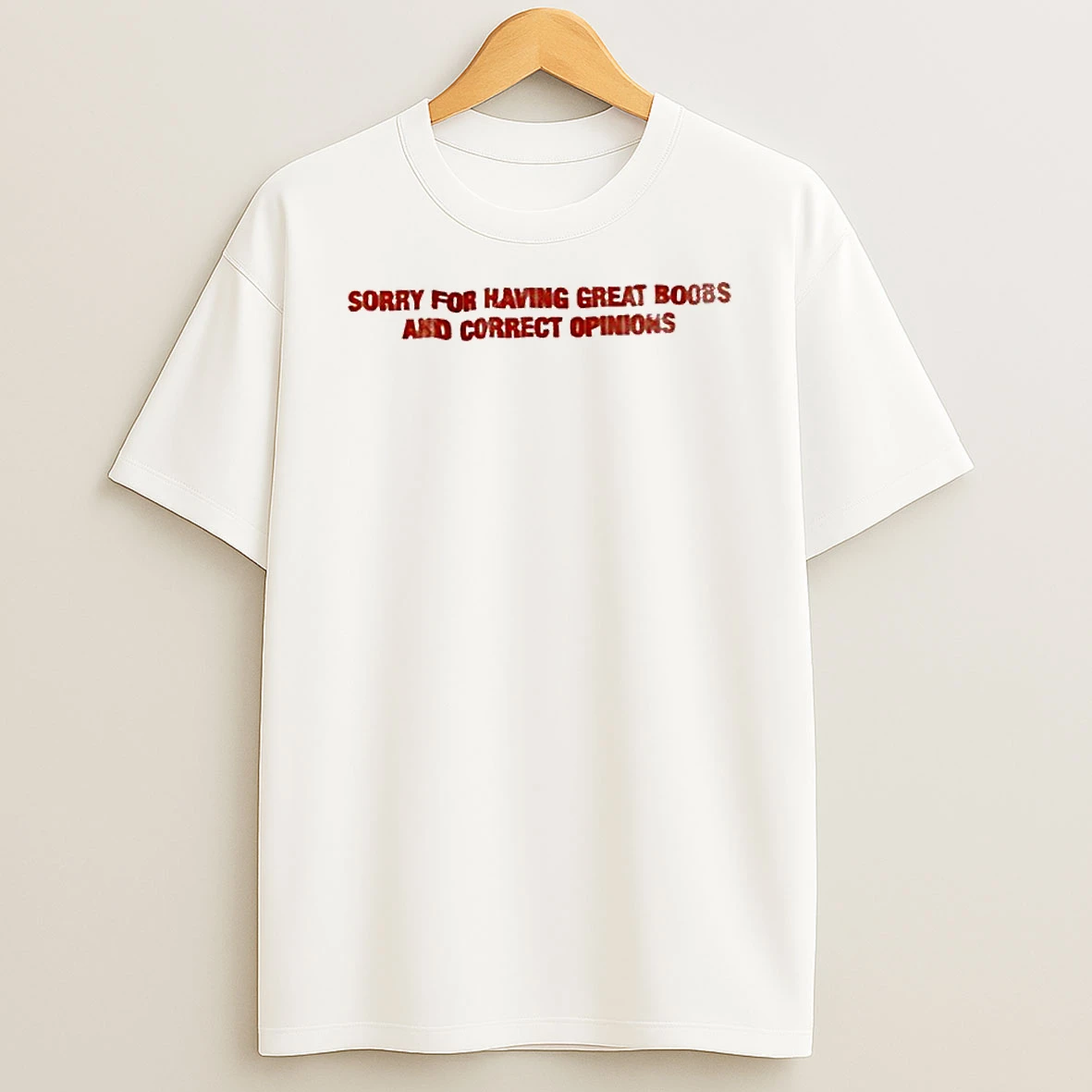 Sorry For Having Great Boobs And Correct Opinions Text T Shirt