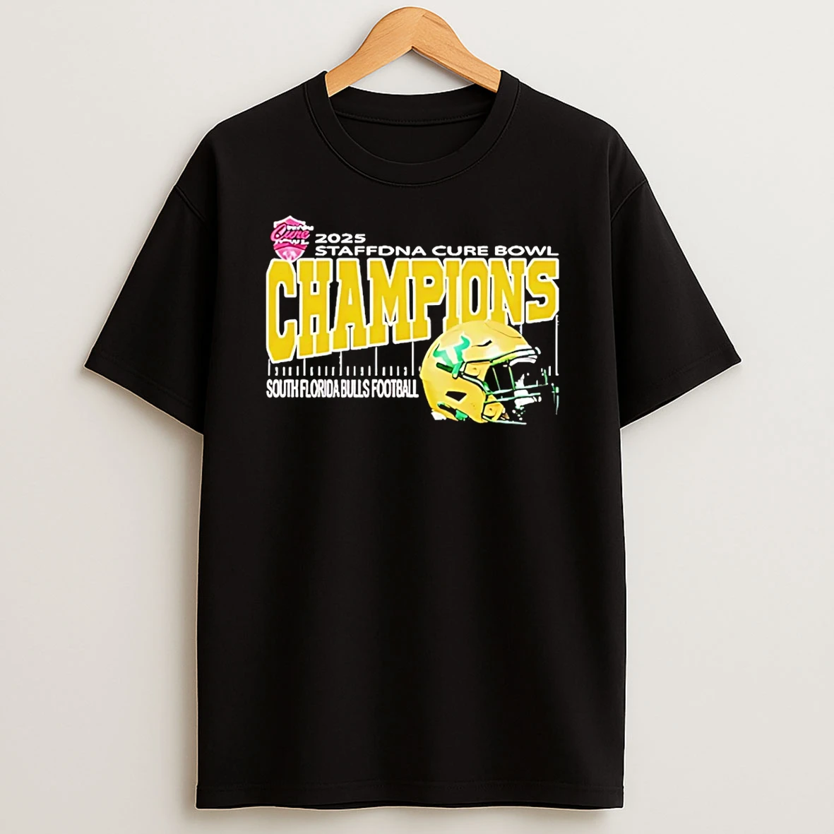 South Florida Bulls 2025 Cure Bowl Champions Helmet T Shirt