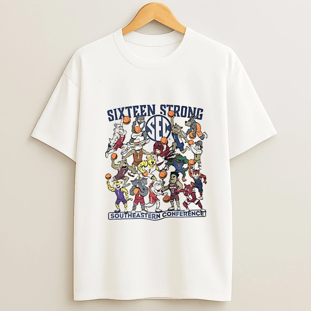 Southeastern Conference Sixteen Strong Basketball Sec Mascots T Shirt