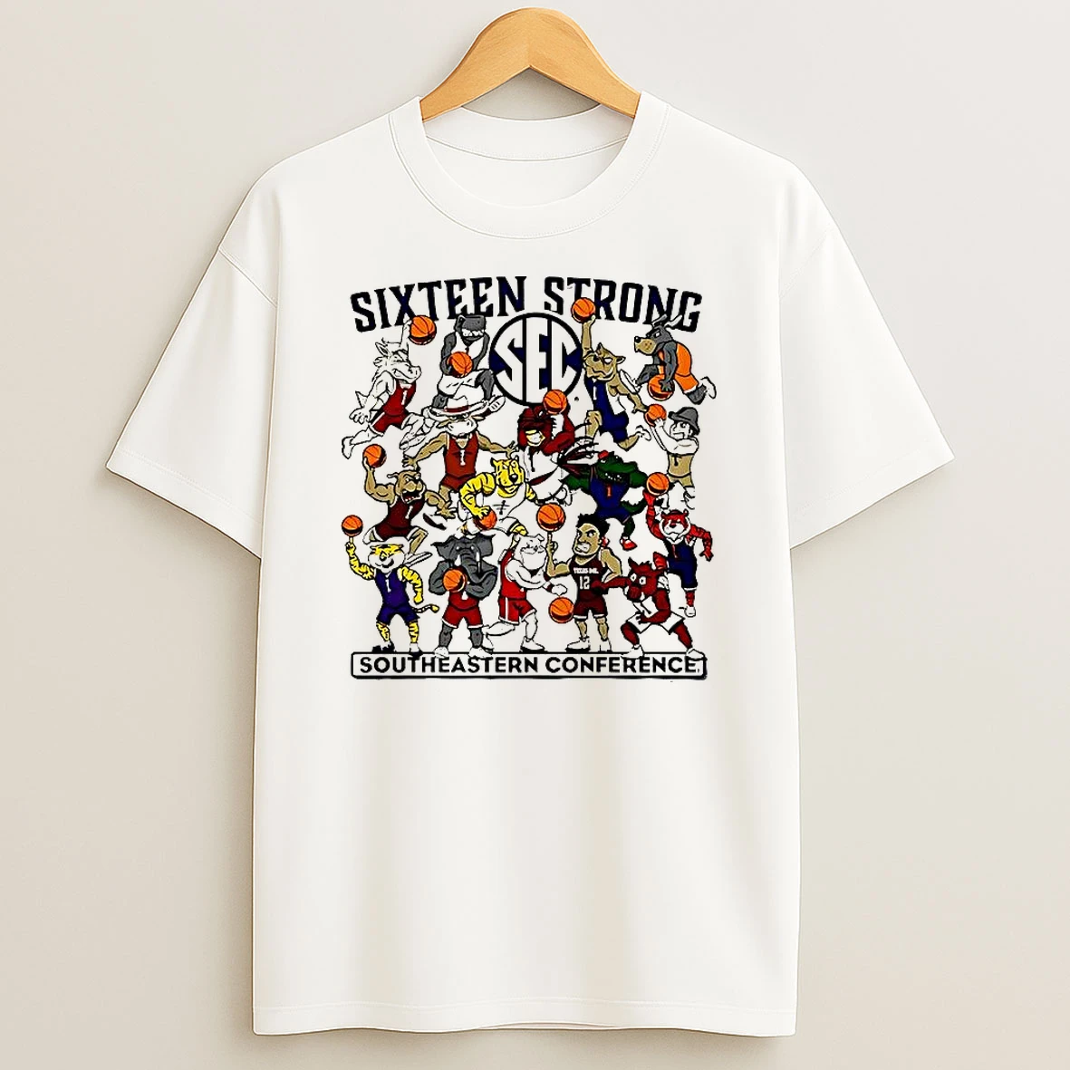 Southeastern Conference Sixteen Strong Basketball Mascot T Shirt
