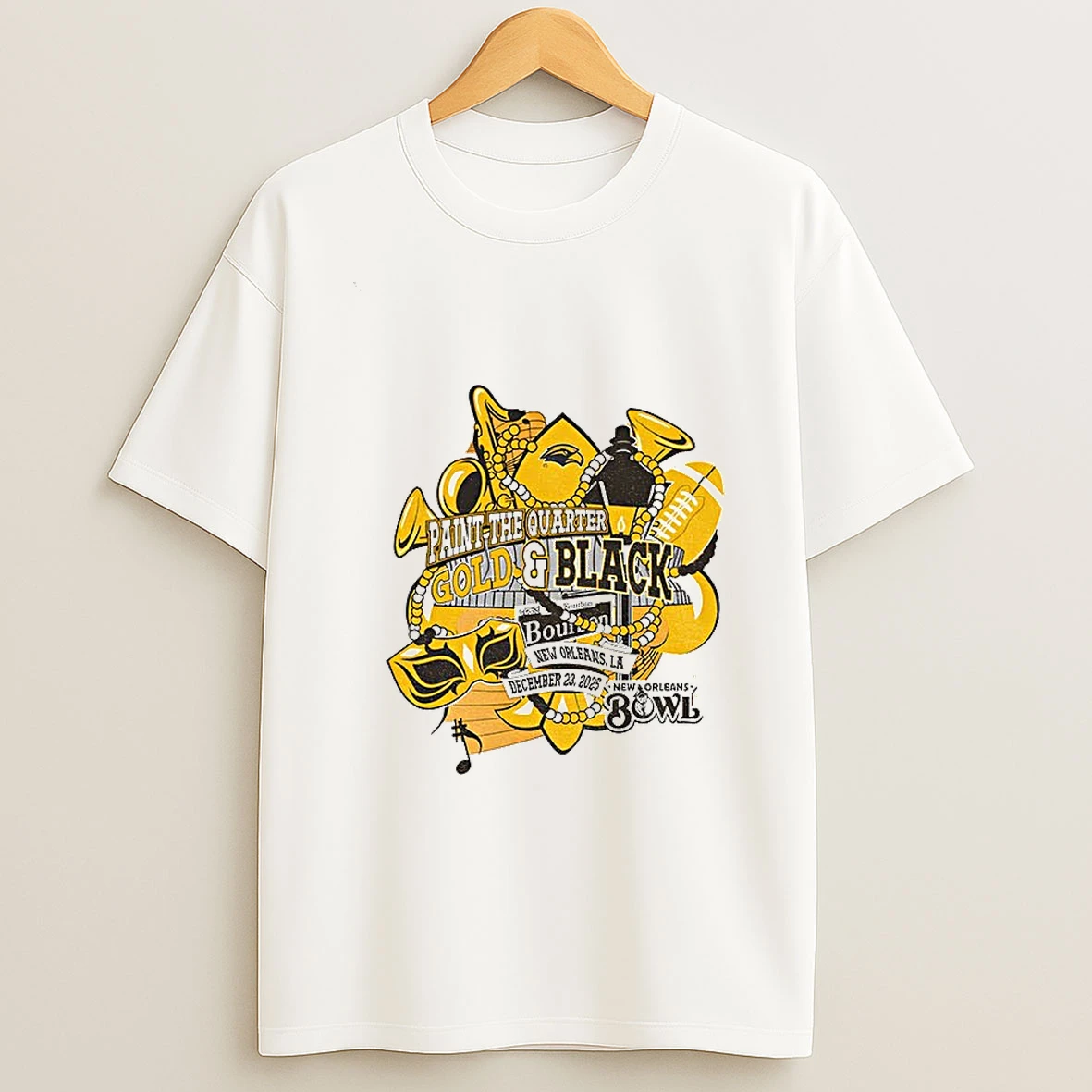 Southern Miss Golden Eagles Football New Orleans Bowl Paint The Quarter Gold And Black December 23 2025 T Shirt