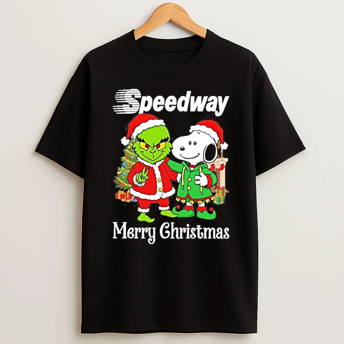 Speedway Santa Grinch X Santa Snoopy Merry Christmas T Shirt
