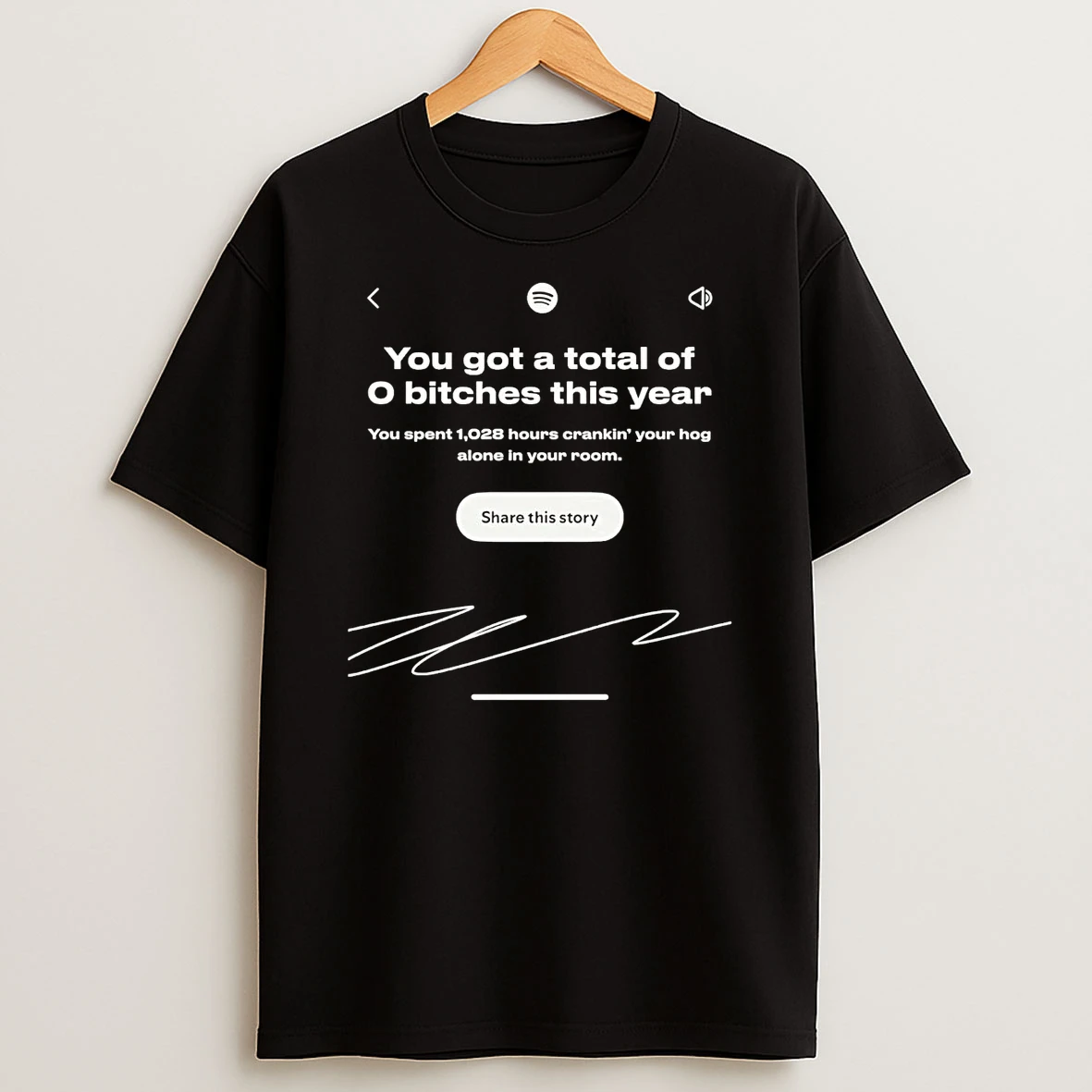 Spotify You Got A Total Of 0 Bitches This Year Share This Story T Shirt