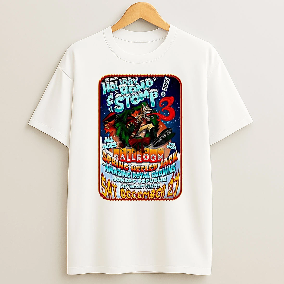 Spring Heeled Jacks Holiday Romp December 27th 2025 Hamden Ct T Shirt