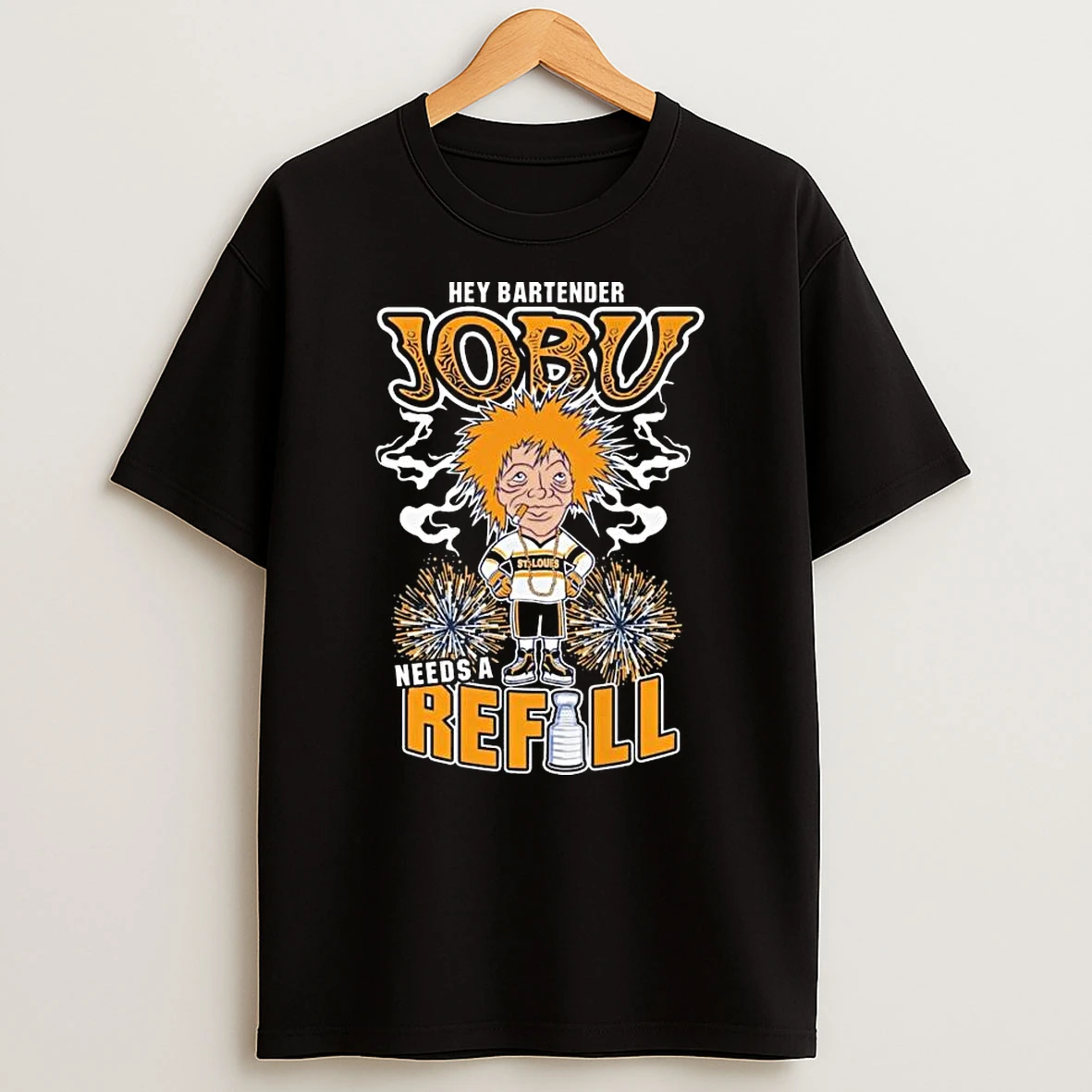 St Louis Blues Hey Bartender Jobu Needs A Refill T Shirt
