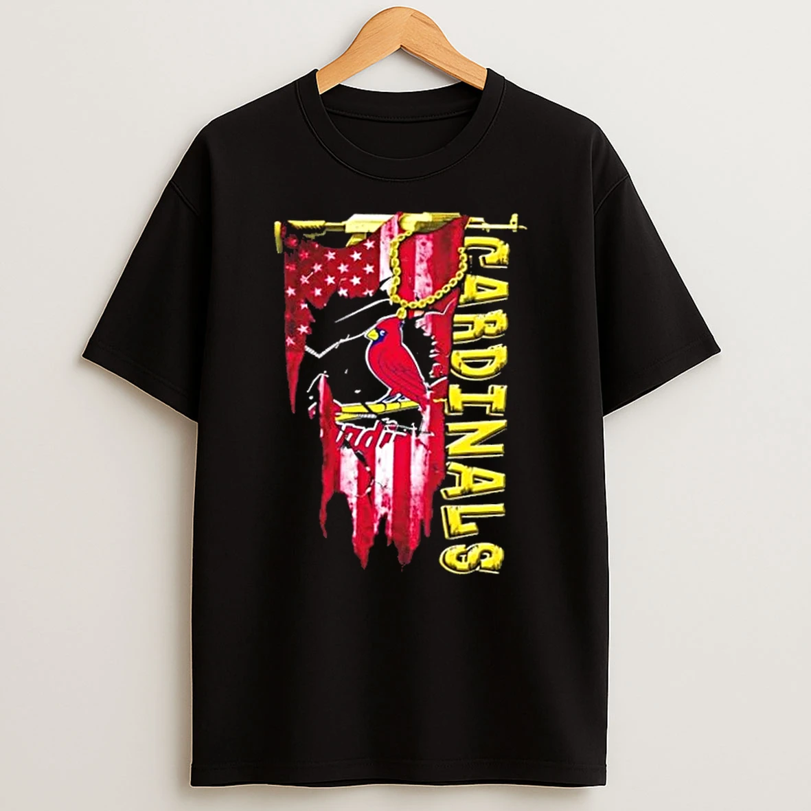 St Louis Cardinals Baseball Battle Shattered Usa Flag Rip Design T Shirt