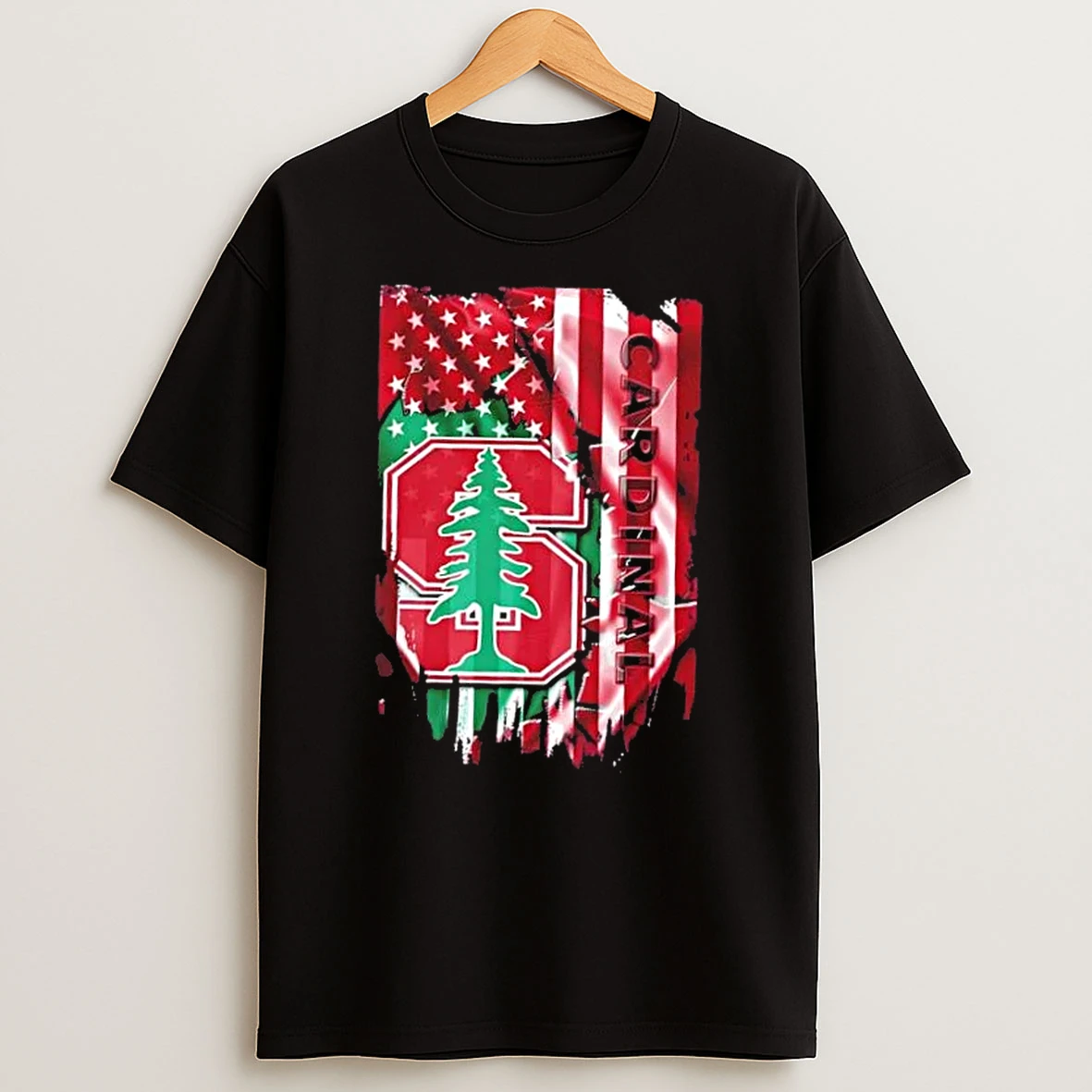 Stanford Cardinal Football X American Flag T Shirt
