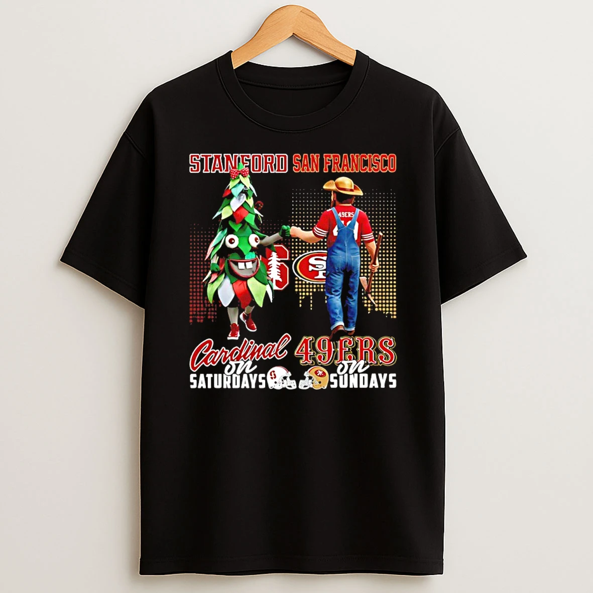 Stanford Cardinal On Saturdays Vs San Francisco 49ers On Sundays Mascot Skyline T Shirt