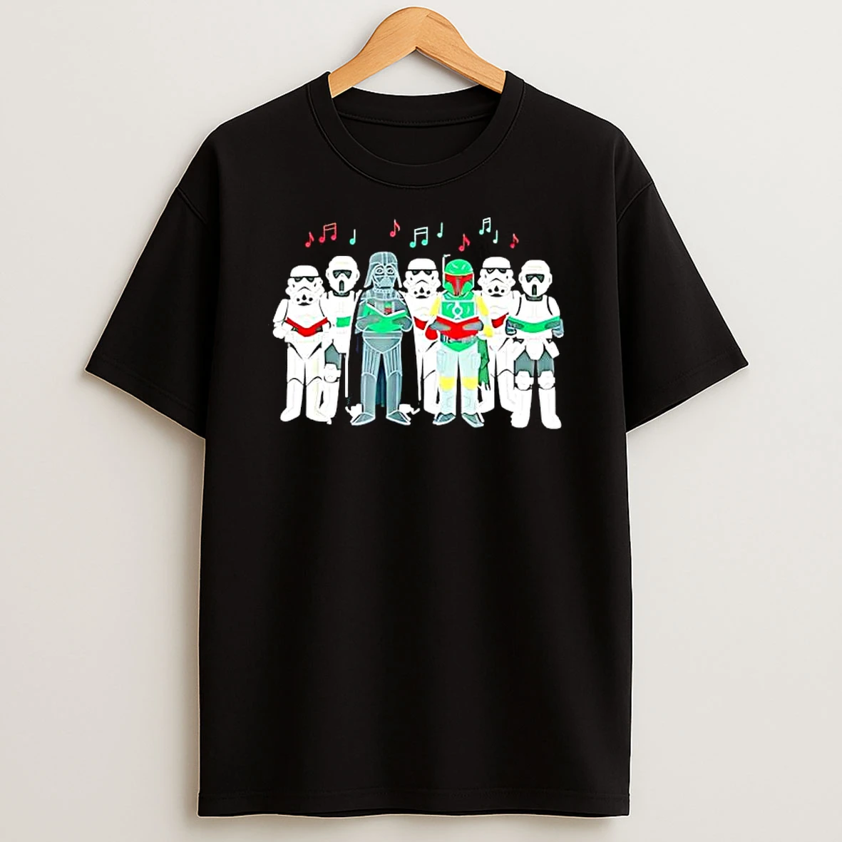 Star Wars Vader Boba Storm Troopers Carolers Christmas Holiday T Shirt