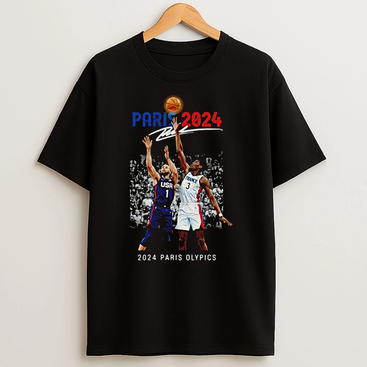 Steph Curry Over Wemby 2024 Paris Olympics Vintage T Shirt