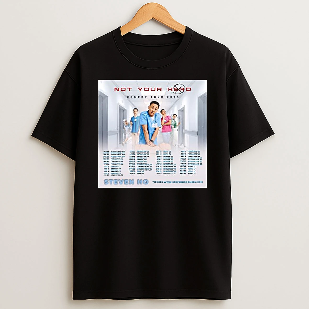 Steven Ho The Not Your Hero Comedy Tour 2026 T Shirt
