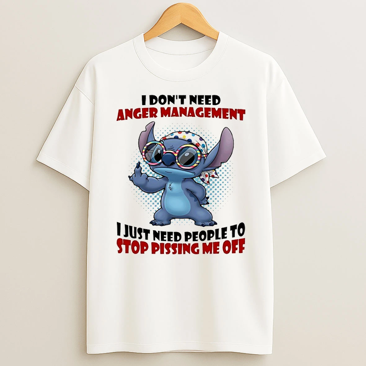 Stitch I Dont Need Anger Management I Just Need People To Stop Pissing Me Off Circle T Shirt