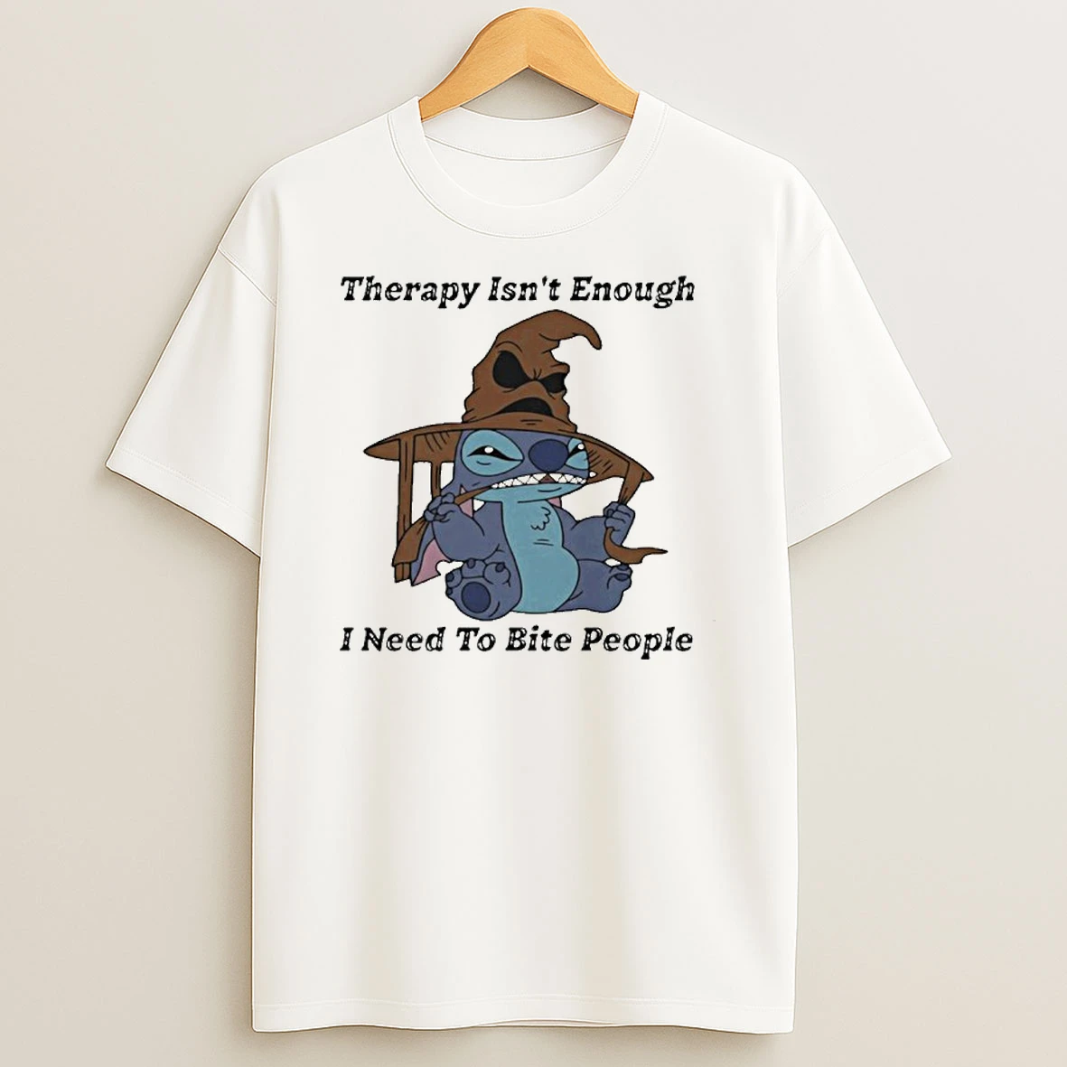 Stitch Sorting Hat Therapy Isnt Enough I Need To Bite People 2025 T Shirt