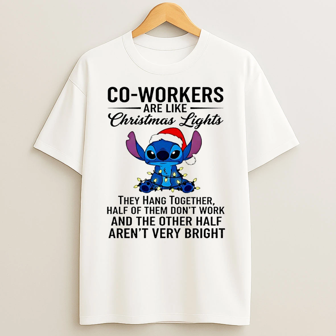 Stitch Co Workers Are Like Christmas Lights Circle T Shirt