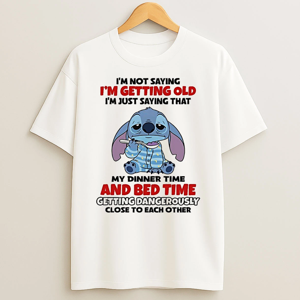 Stitch Dinner Time And Bedtime Getting Dangerously Close Circle T Shirt