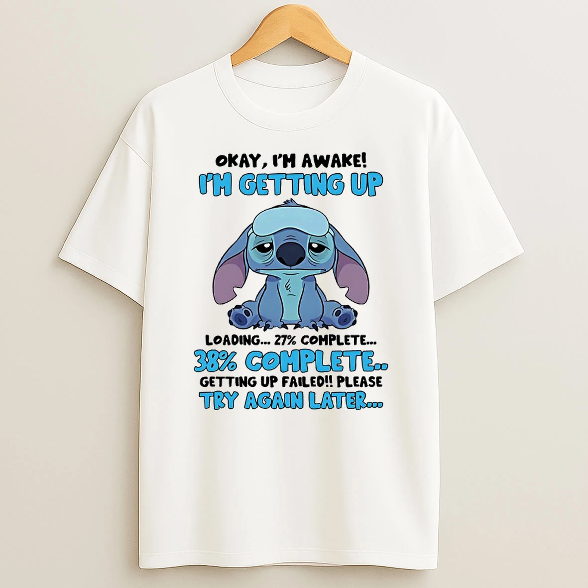 Stitch Okay Im Awake Im Getting Up Circle T Shirt