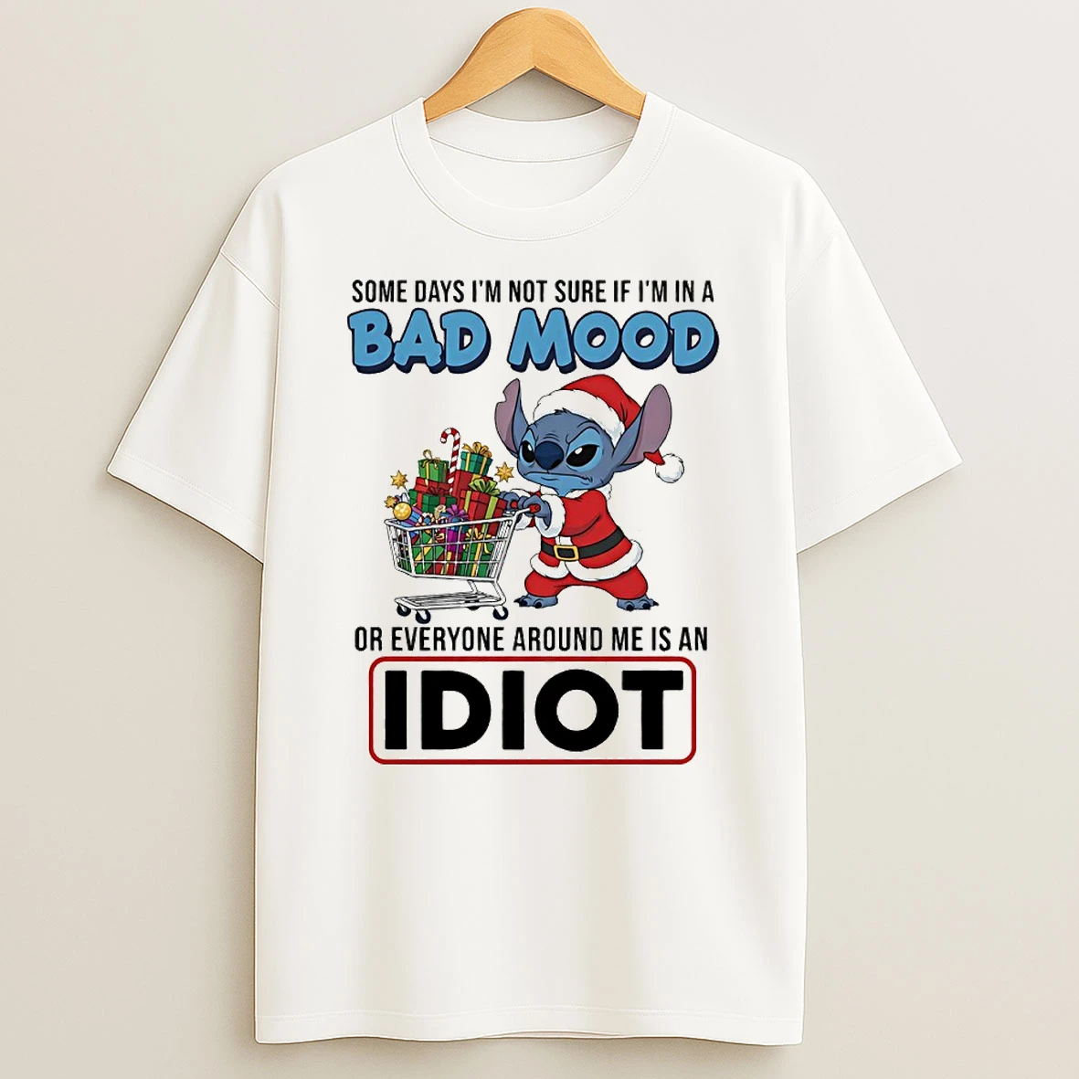 Stitch Some Days Im Not Sure If Im In A Bad Mood Or Everyone Around Me Is An Idiot Circle T Shirt