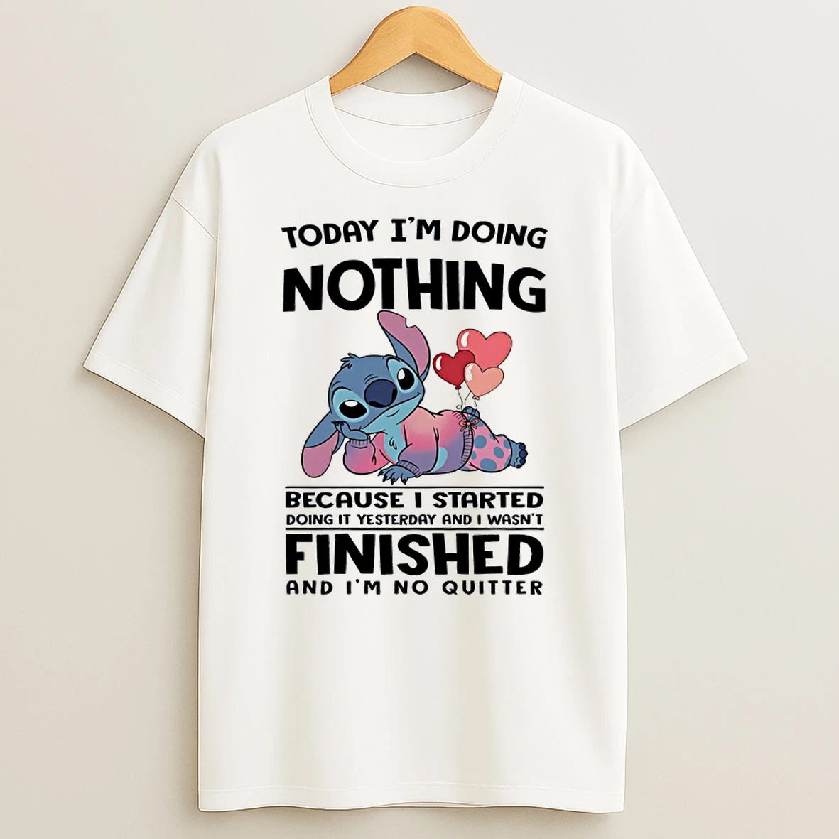 Stitch Today Im Doing Nothing Because I Started Doing It Yesterday Circle T Shirt