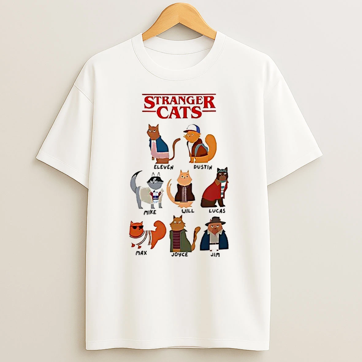Stranger Cats Stranger Things Eleven Dustin Mike Will Lucas Max Joyce Jim T Shirt