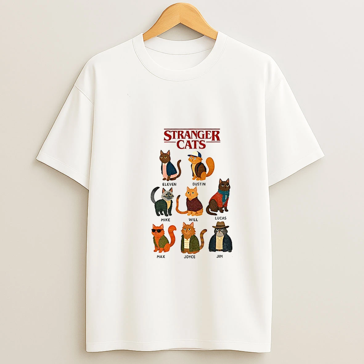 Stranger Cats Stranger Things Characters T Shirt