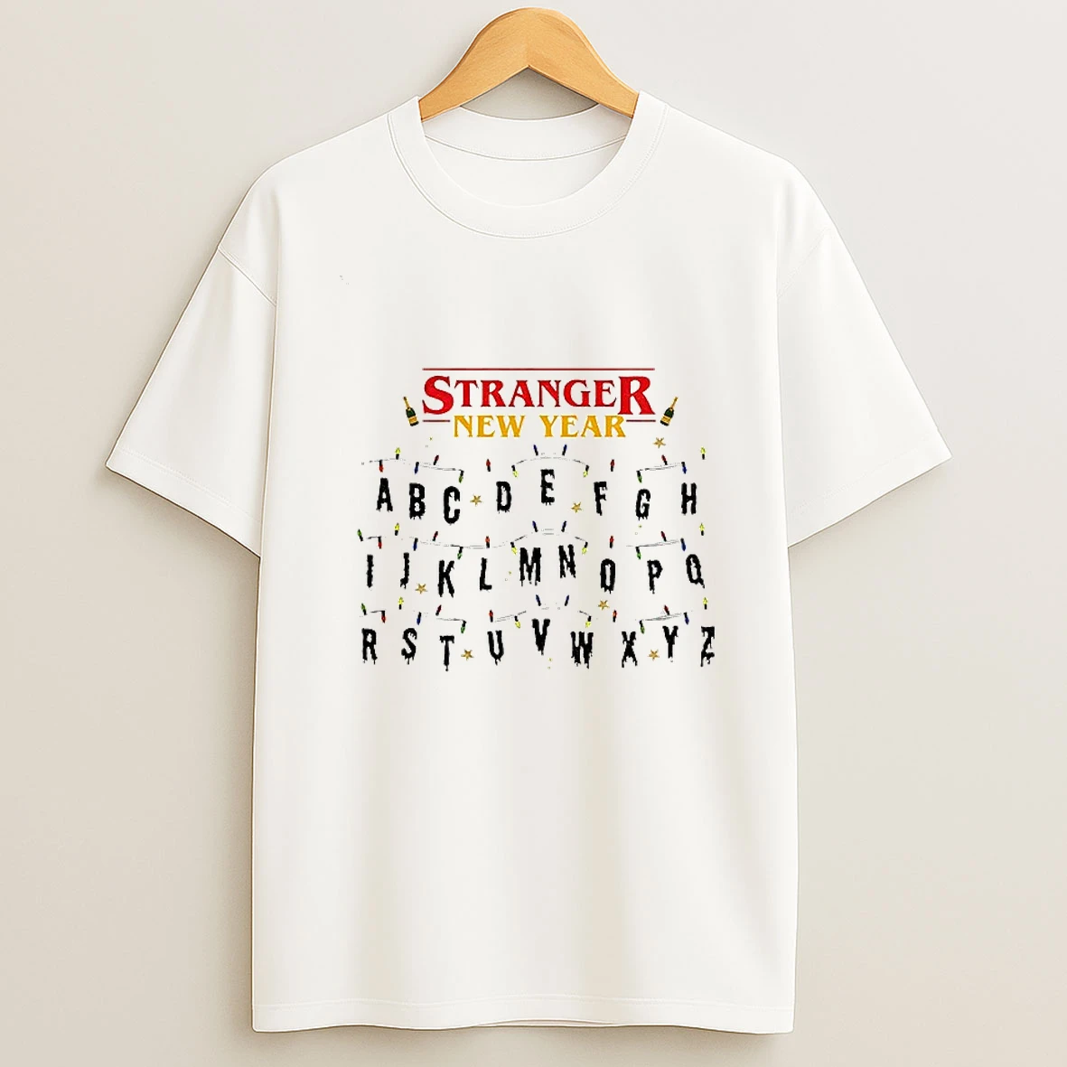 Stranger New Year Alphabet New Year Things Lights Alphabet T Shirt