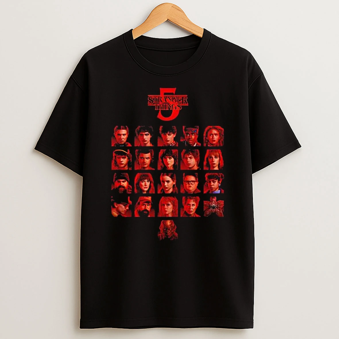Stranger Things 5 Face Characters T Shirt