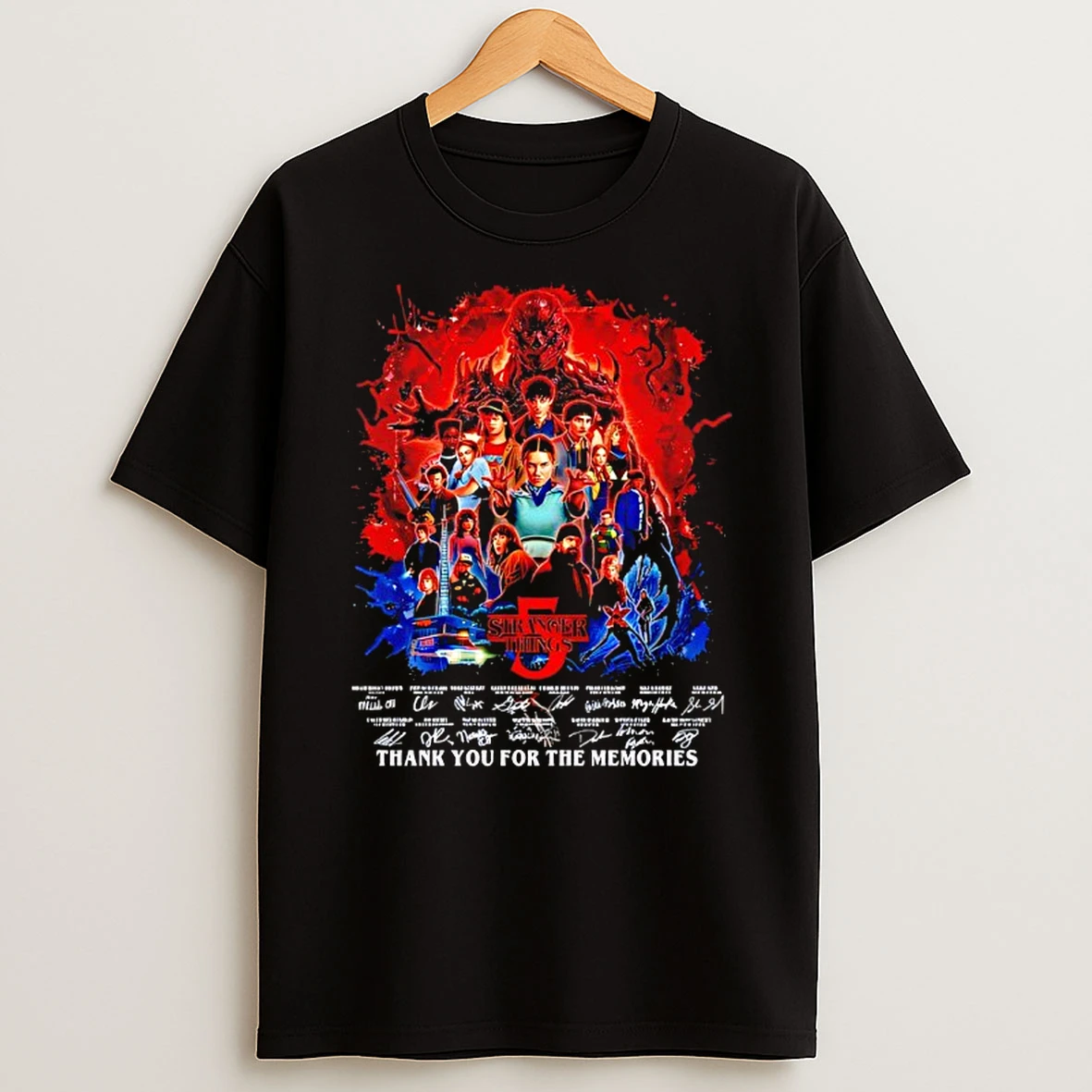 Stranger Things 5 Signature Thank You For The Memories T Shirt
