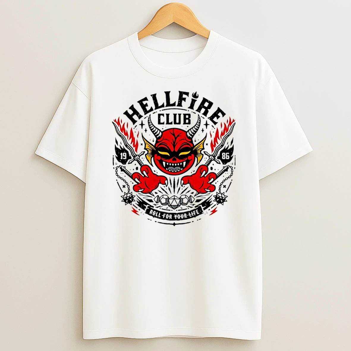 Stranger Things Hellfire Club 1986 Roll For Your Life Logo T Shirt