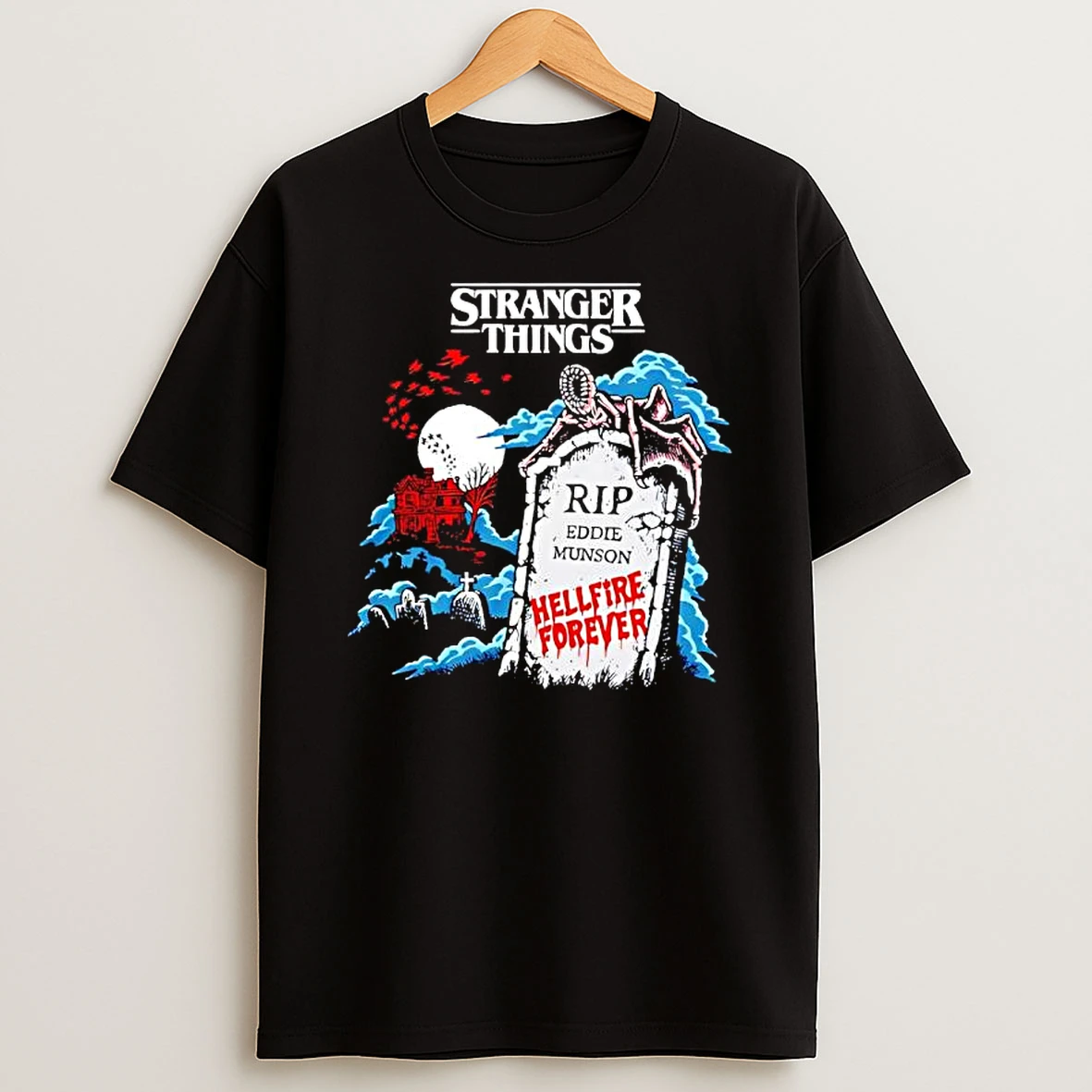 Stranger Things Rip Eddie Hellfire Forever Graphic T Shirt
