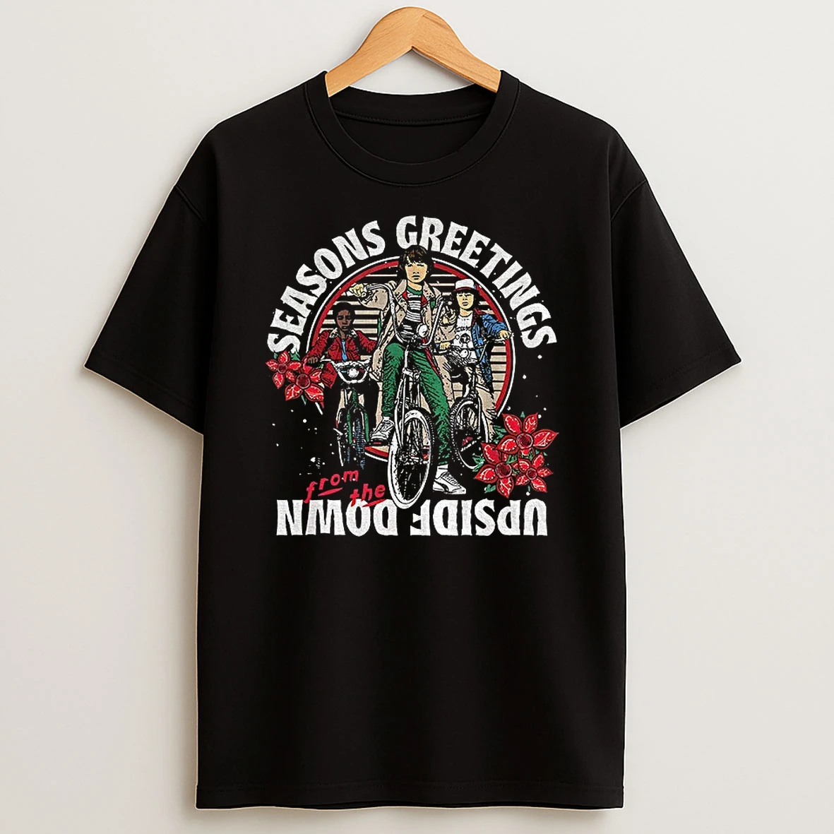 Stranger Things Seasons Greetings From The Upside Down Christmas T Shirt