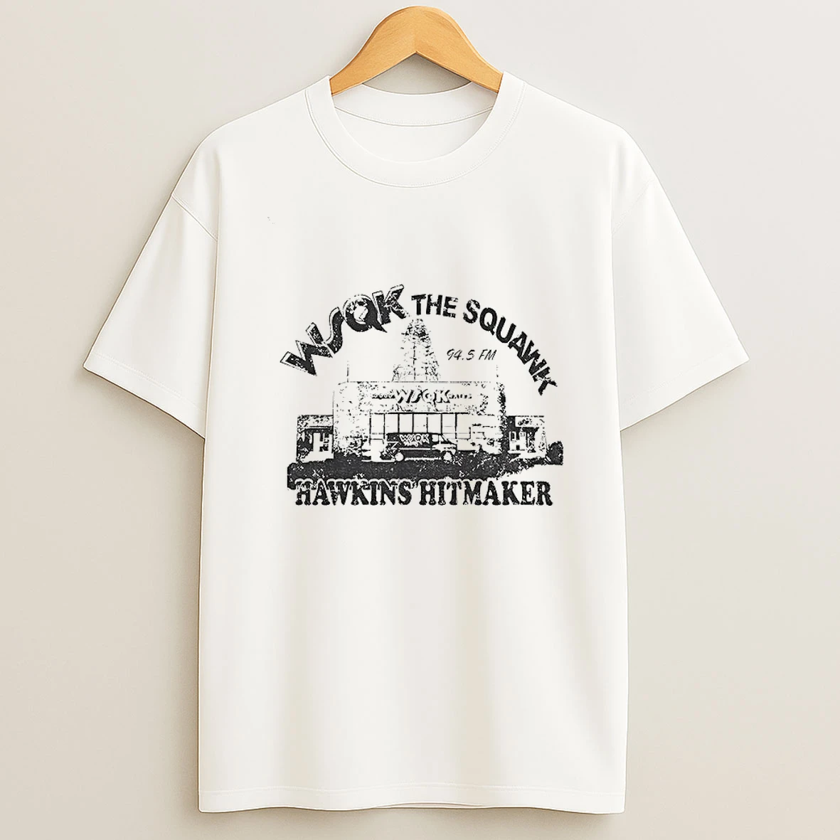 Stranger Things The Squawk Wsqk Radio Station Hawkins Hitmaker T Shirt