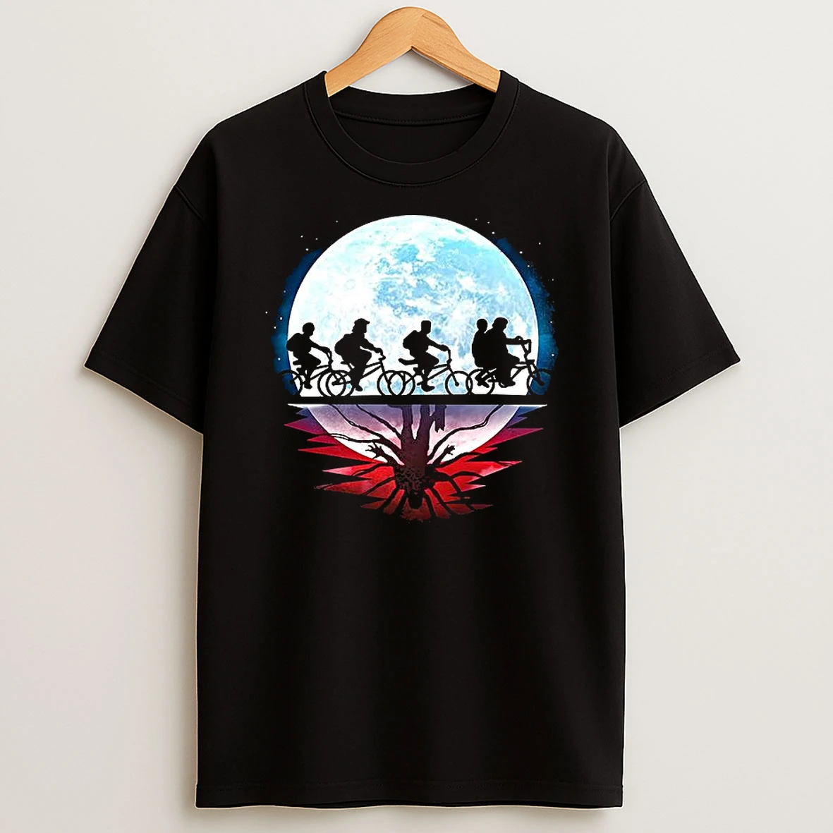 Stranger Things Under Moon Water Reflection Upside Down T Shirt