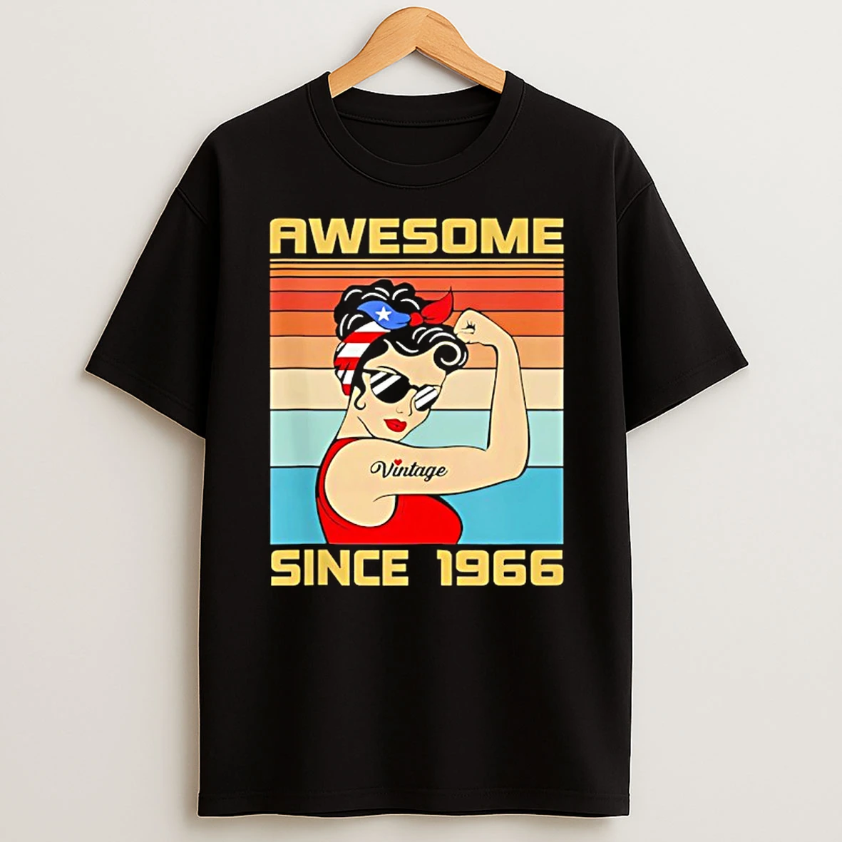 Strong Girl Of American Awesome Since 1966 Vintage T Shirt