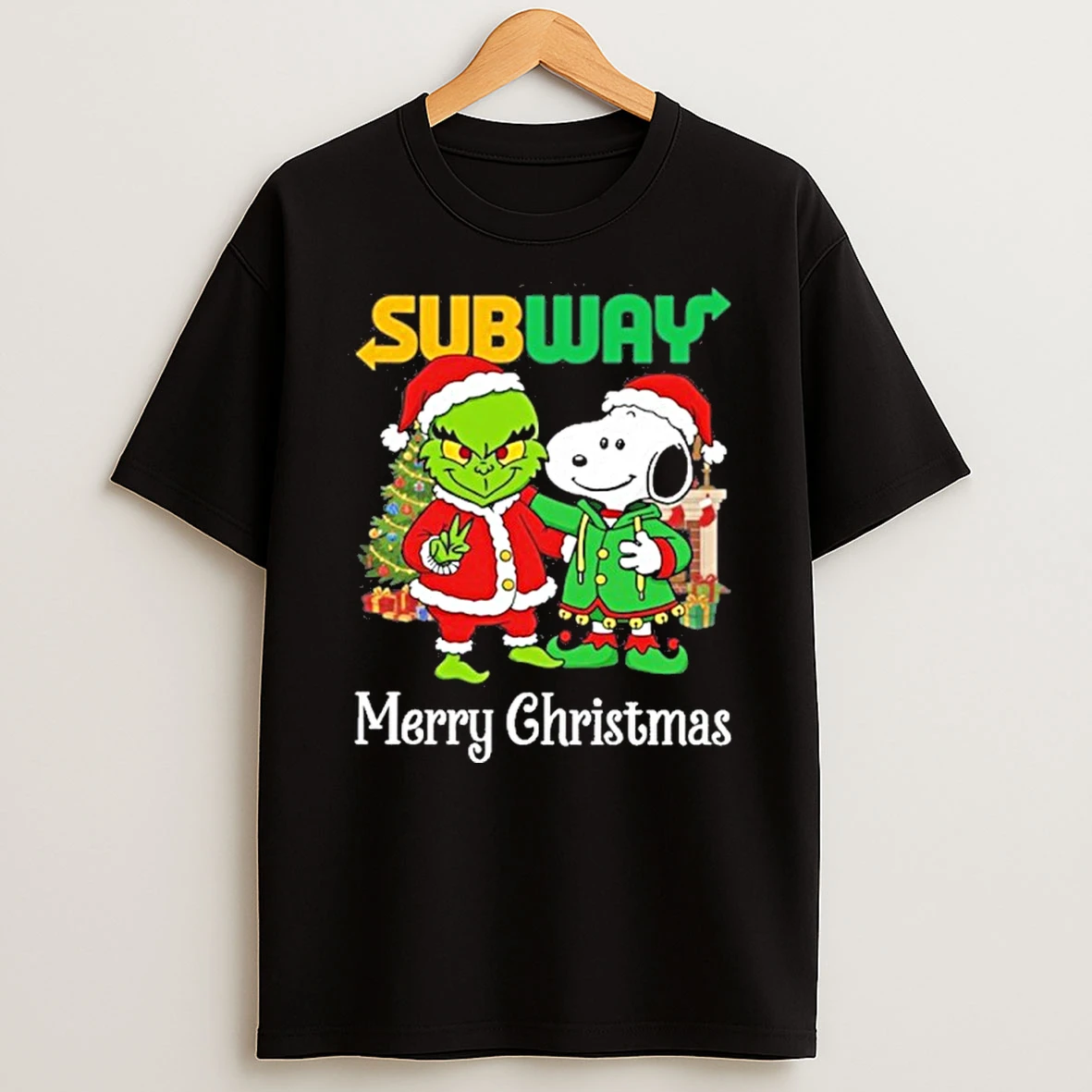 Subway Santa Grinch X Santa Snoopy Merry Christmas T Shirt