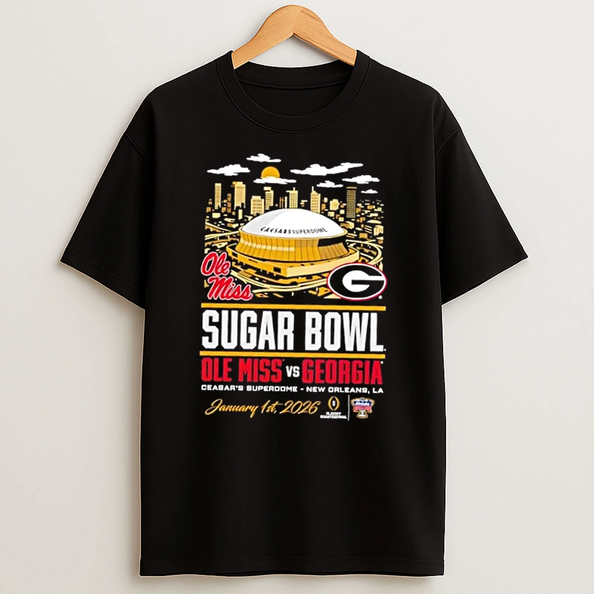 Sugar Bowl Ole Miss Rebels Vs Georgia Bulldogs Ceasars Superdome New Orleans La January 1st 2026 T Shirt